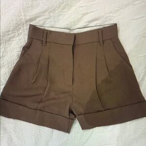 Women's Brown Tailored High-Waist Shorts